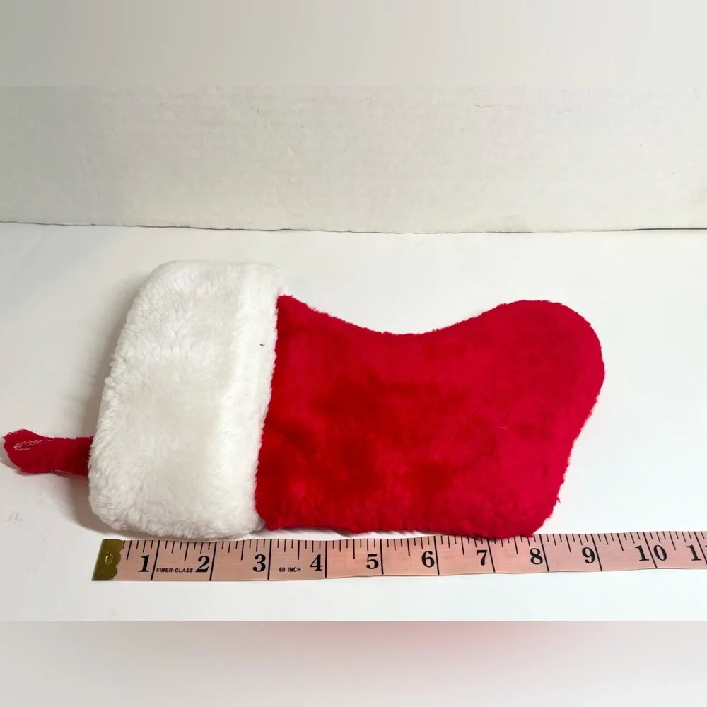 PETS - (1) WHITE KNIT CHRISTMAS STOCKING W/RED PAW PRINT/(1) MINI RED STOCKING